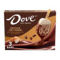 Dove Bar Vanilla Ice Cream with Milk Chocolate & Almonds Bars, 2.89 fl oz, 3 count