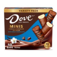 Dove Bar Minis Vanilla & Chocolate Ice Cream Bar Variety Pack, 10 count, 7.5 fl oz