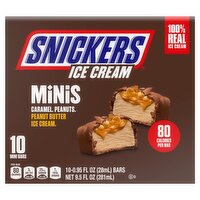 Snickers Minis Caramel, Peanuts, Peanut Butter Ice Cream Bars, 0.95 fl oz, 10 count, 9.5 Fluid ounce