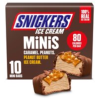 Snickers Minis Caramel, Peanuts, Peanut Butter Ice Cream Bars, 0.95 fl oz, 10 count