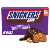 Snickers Dark Chocolate-Peanut Butter Ice Cream Bars, 2 fl oz, 6 count