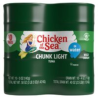 Chicken of the Sea Chunk Light Tuna in Water, 5 oz, 10 count, 50 Ounce