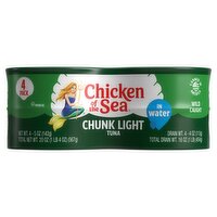 Chicken of the Sea Chunk Light Tuna in Water, 5 oz, 4 count