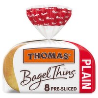 Thomas' Bagel Thins Plain Pre-Sliced Bagels, 8 count, 13 oz