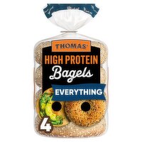 Thomas' High Protein Pre-Sliced Everything Bagels, 4 count, 15.5 oz