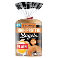Thomas' High Protein Plain Pre-Sliced Bagels, 4 count, 15.5 oz