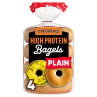 Thomas' High Protein Pre-Sliced Plain Bagels, 4 count, 15.5 oz