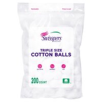 Swisspers Triple Size Cotton Balls, 200 count