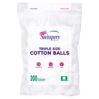 Swisspers Triple Size Cotton Balls, 200 count, 200 Each