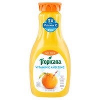 Tropicana No Pulp Vitamin C and Zinc Orange Juice, 52 fl oz