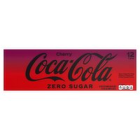 Coca-Cola Zero Sugar Cherry Cola, 12 fl oz, 12 count, 144 Fluid ounce