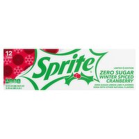 Sprite Winter Spiced Cranberry Zero Sugar Lemon-Lime Flavored Soda, 12 fl oz, 12 count