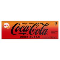 Coca-Cola Orange Cream Vanilla Flavored Zero Sugar Soda, 12 fl oz, 12 count