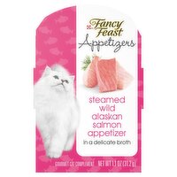 Purina Fancy Feast Appetizer Steamed Wild Alaskan Salmon Appetizer Gourmet Cat Complement, 1.1 oz, 1.1 Ounce