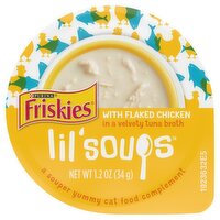 Purina Friskies Lil' Soups Cat Food with Flaked Chicken in a Velvety Tuna Broth, 1.2 oz