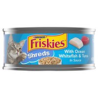 Purina Friskies Shreds with Ocean Whitefish & Tuna in Sauce Cat Food, 5.5 oz