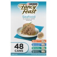 Purina Fancy Feast Seafood Classic Paté Collection Gourmet Cat Food, 3 oz, 48 count