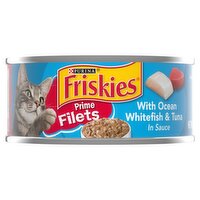 Purina Friskies Prime Filets with Ocean Whitefish & Tuna in Sauce Cat Food, 5.5 oz