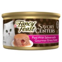 Fancy Feast Savory Centers Paté with Salmon and a Gourmet Gravy Center Cat Food, 3 oz