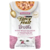 Purina Fancy Feast Classic Broths with Wild Salmon & Vegetables Gourmet Cat Complement, 1.4 oz