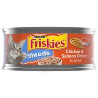 Purina Friskies Shreds Chicken & Salmon Dinner in Gravy Cat Food, 5.5 oz