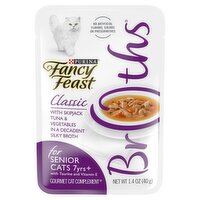 Purina Fancy Feast Broths Classic Gourmet Cat Complement, For Senior Cats 7yrs+, 1.4 oz, 1.4 Ounce