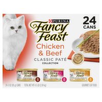 Purina Fancy Feast Chicken & Beef Classic Paté Collection Gourmet Cat Food, 3 oz, 24 count