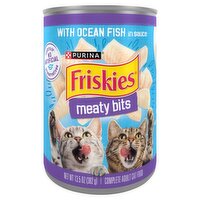 Purina Friskies Meaty Bits with Ocean Fish in Sauce Complete Adult Cat Food, 13.5 oz, 13.5 Ounce