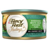 Purina Fancy Feast Medleys Shredded White Meat Chicken Fare with Spinach Gourmet Cat Food, 3 oz