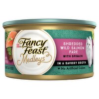 Purina Fancy Feast Medleys Shredded Wild Salmon Fare with Spinach Gourmet Cat Food, 3 oz