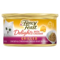 Purina Fancy Feast Delights Grilled Chicken & Cheddar Cheese Feast in Gravy Gourmet Cat Food, 3 oz