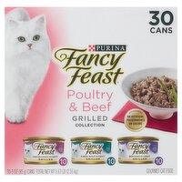 Purina Fancy Feast Poultry & Beef Grilled Collection Gourmet Cat Food, 3 oz, 30 Count, 5.63 Pound