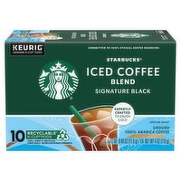 Starbucks Iced Coffee Blend Signature Black Medium Roast Ground Coffee K-Cup Pods, 0.40 oz, 10 count