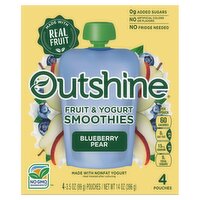 Outshine Outshine Blueberry Pear Fruit & Yogurt Smoothies, 3.5 oz, 4 count, 14 Ounce 