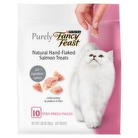 Purina Fancy Feast Purely Natural Hand-Flaked Salmon Cat Treats, 10 count, 1.06 oz, 1.06 Ounce