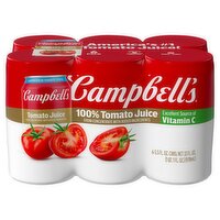 Campbell's 100% Tomato Juice, 5.5 fl oz, 6 count, 33 Fluid ounce