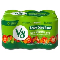 V8 Low Sodium Original 100% Vegetable Juice, 11.5 fl oz, 6 count, 69 Fluid ounce