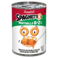 Campbell's SpaghettiOs Meatballs A to Z's Shaped Pasta, 15.6 oz, 15.6 Ounce