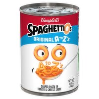 Campbell's SpaghettiOs Original A to Z's Shaped Pasta in Tomato & Cheese Sauce, 15.8 oz, 15.8 Ounce