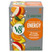 V8 Plus Sparkling Orange Pineapple Energy Drink, 11.5 fl oz, 4 count, 11.5 Ounce