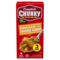 Campbell's Chunky Chicken and Sausage Gumbo Soup, 16.1 oz, 3 count, 48.3 Ounce