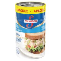 Swanson White Premium Chunk Chicken Breast with Rib Meat Packed in Water, 4.5 oz, 4 count, 18 Ounce