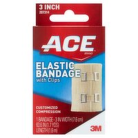 ACE™ Brand Elastic Bandage with Clips, 3 in., Beige, 1/Pack, 1 Each