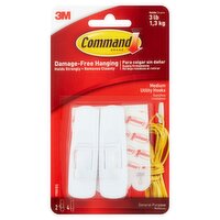 Command™ Medium Hooks, White, 2 Hooks, 4 Strips/Pack