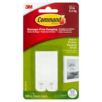 Command™ Medium Picture Hanging Strips, White, 4 Sets of Strips/Pack