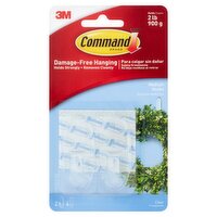 Command™ Clear Medium Hooks, 2 Hooks, 4 Strips/Pack, 2 Each