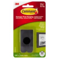 Command™ Medium Picture Hanging Strips, Black, 4 Sets of Strips/Pack