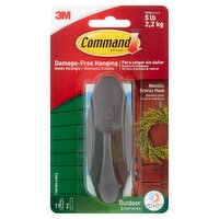 Command™ Outdoor Large Metallic Bronze Hook, 1 Hook, 2 Strips/Pack