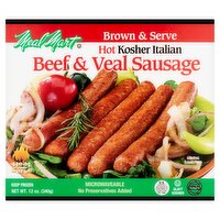 Meal Mart Brown & Serve Hot Kosher Italian Beef & Veal Sausage, 12 oz