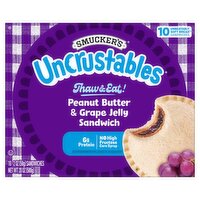 Smucker's Uncrustables Peanut Butter & Grape Jelly Sandwich, 2 oz, 10 count, 10 Each